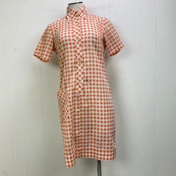 Vintage Dresses & Skirts - Vintage Sears Peach White Gingham Dress